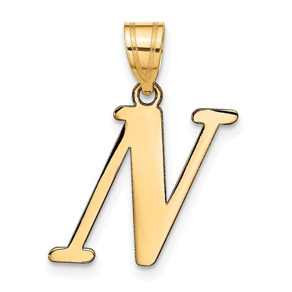 Kazi Luxury 14k Yellow Gold Polished Letter N Initial Pendant